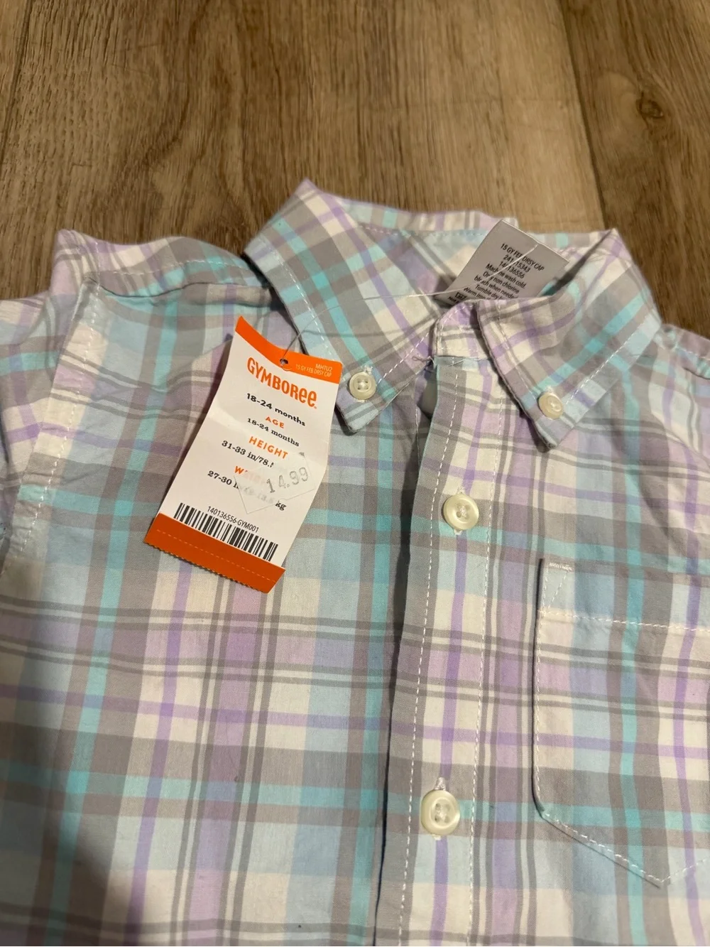 Gymboree Boys Plaid Button-Down Shirt in Light Blue & Lavender